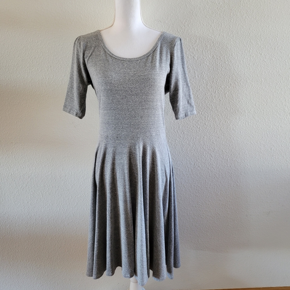Lularoe Nicole Dress in a Simple Gray Pattern